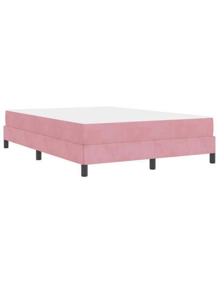 Letto box spring con materasso Rosa 140 x 200 cm Velluto