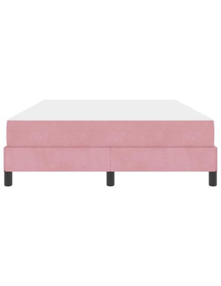 Letto box spring con materasso Rosa 140 x 200 cm Velluto