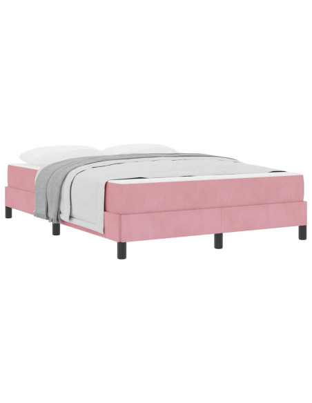Letto box spring con materasso Rosa 140 x 200 cm Velluto