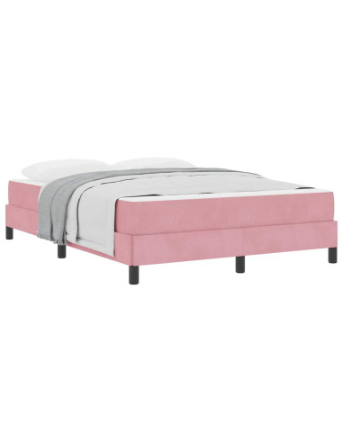 Letto a molle con materasso Rosa 160 x 200 cm Tessuto