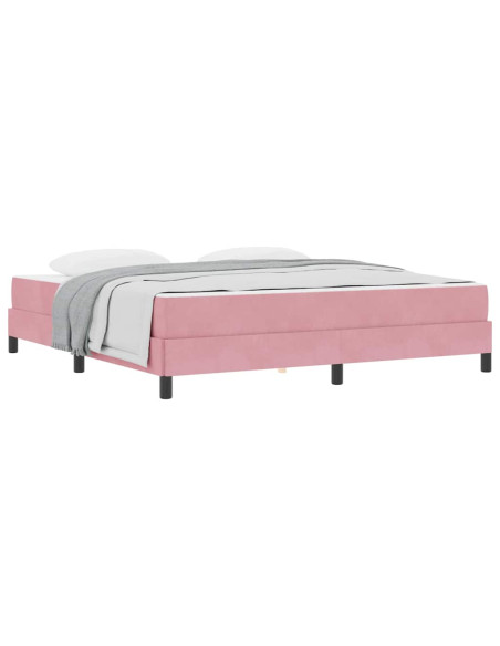 Letto box spring con materasso Rosa 180 x 220 cm Velluto