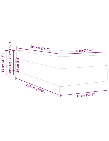 Struttura del letto Grigio scuro 90 x 200 cm Tessuto