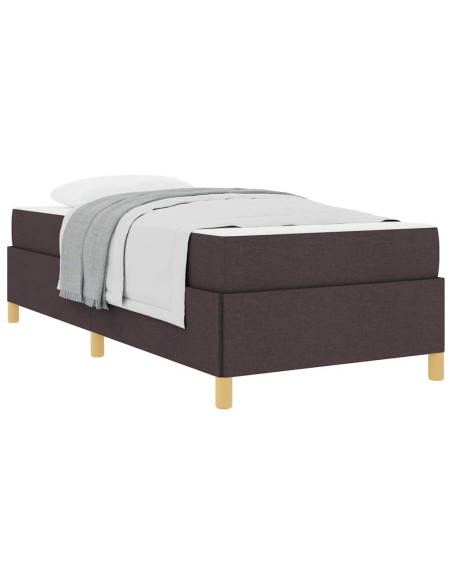 Letto a molle Altro Marrone scuro e Bianco 100 x 200 cm Tessuto
