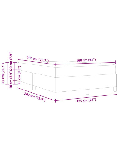 Struttura del letto con materasso Blu 160 x 200 cm Tessuto