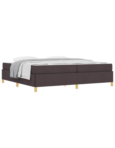 Letto a molle Altro Marrone scuro e Bianco 200 x 200 cm Tessuto