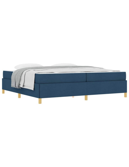 Letto a molle Blu e blu scuro e bianco 200 x 200 cm Tessuto