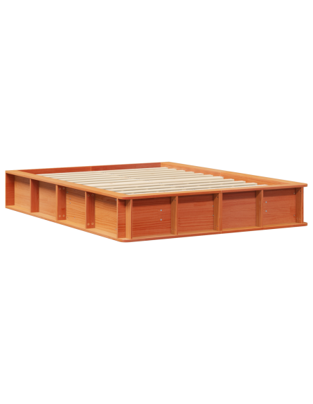 Struttura del letto Cera marrone 140 x 190 cm Legno massello