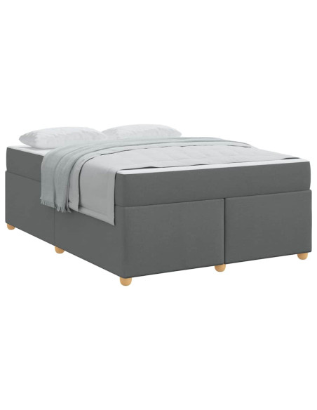 Struttura letto con materasso Grigio scuro 160 x 200 cm Tessuto