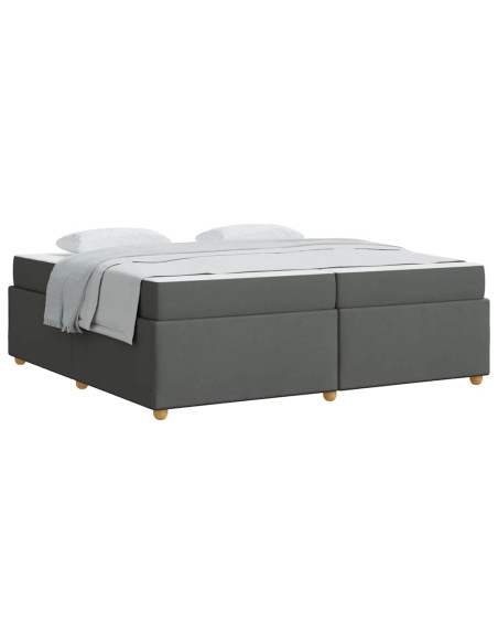 Struttura letto con materasso Grigio scuro 200 x 200 cm Tessuto