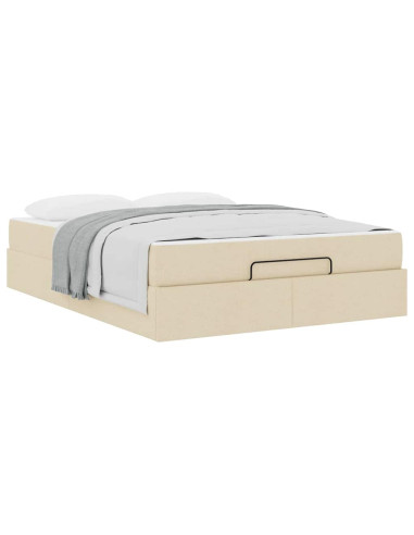 Struttura letto con materasso con materasso 2 pcs Crema Tessuto