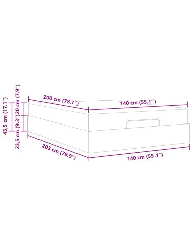 Struttura letto con materasso con materasso 2 pcs Crema Tessuto