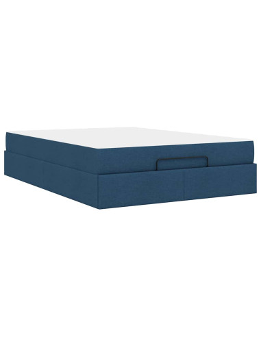 Struttura letto con materasso con materasso 2 pcs Blu Tessuto