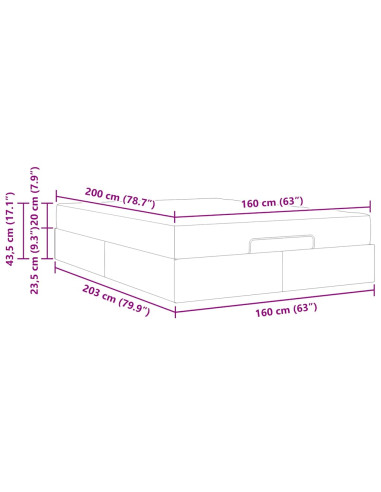 Struttura letto con materasso con materasso 2 pcs Nero Tessuto