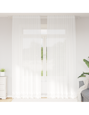 Tenda in Pizzo con tende Bianco 260 x 150 cm Poliestere