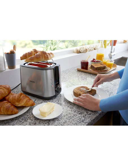Philips Viva Collection HD2650/90 Tostapane - 2 fette, fessura ampia, metallo