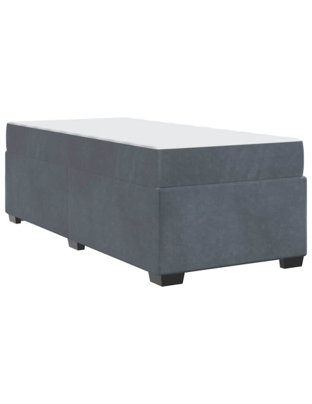 Struttura letto con materasso Grigio scuro 90 x 200 cm Velluto