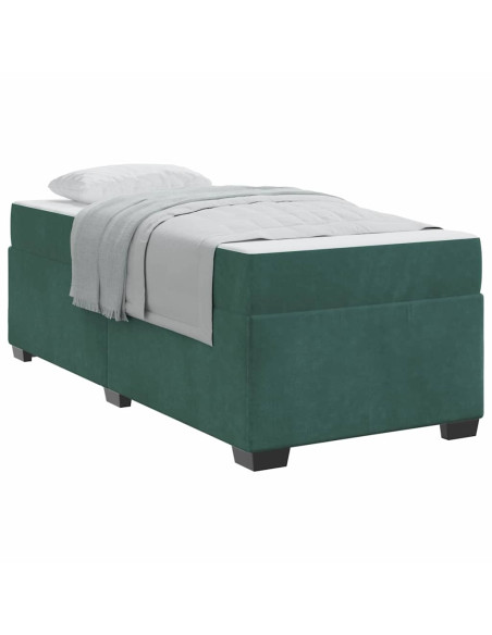 Struttura letto con materasso Verde scuro 100 x 200 cm Velluto