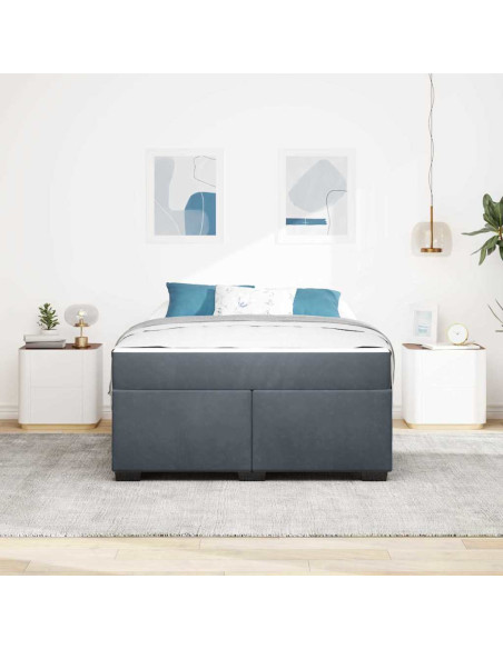 Struttura letto con materasso Grigio scuro 140 x 200 cm Velluto