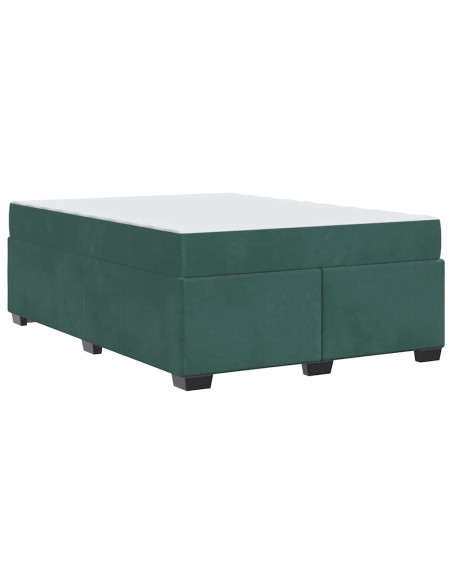 Struttura letto con materasso Verde scuro 140 x 200 cm Velluto