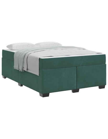 Struttura letto con materasso Verde scuro 140 x 200 cm Velluto