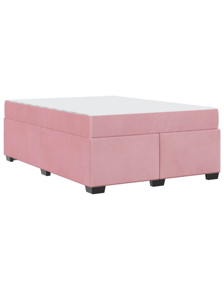 Struttura del letto con materasso Rosa 140 x 200 cm Tessuto