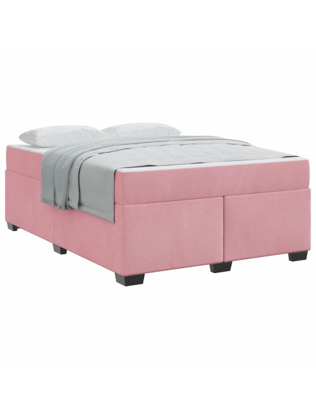 Struttura del letto con materasso Rosa 140 x 200 cm Tessuto