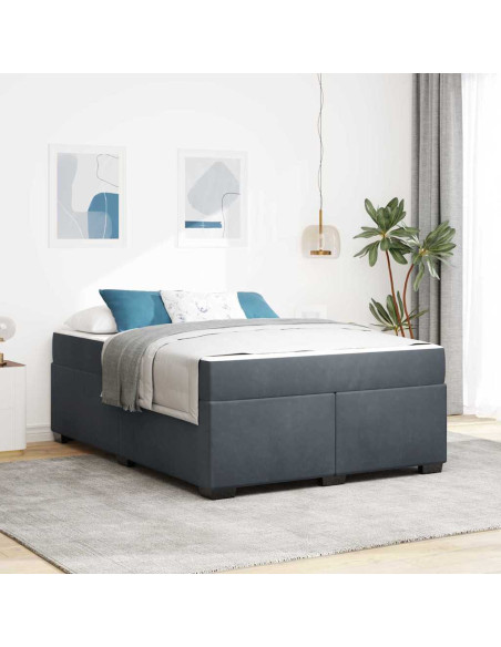 Struttura letto con materasso Grigio scuro 160 x 200 cm Velluto