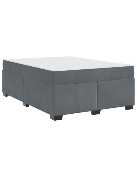 Struttura letto con materasso Grigio scuro 160 x 200 cm Velluto