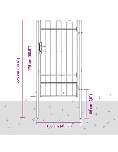 Cancello per recinzione con blocco Grigio 103 x 225 cm