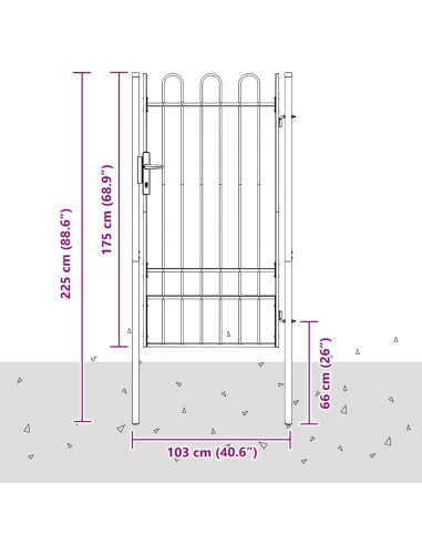 Cancello per recinzione con blocco Grigio 103 x 225 cm