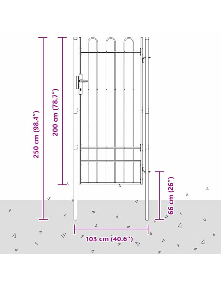 Cancello per recinzione con blocco Grigio 103 x 250 cm