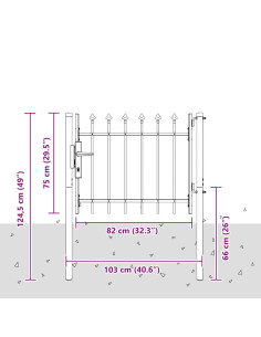 Cancello per recinzione con blocco Grigio 103 x 250 cm