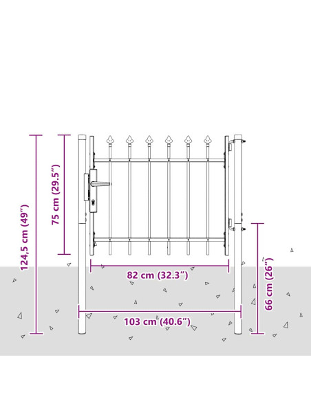 Cancello per recinzione con blocco Grigio 103 x 250 cm