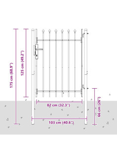 Cancello per recinzione con blocco Grigio 103 x 175 cm