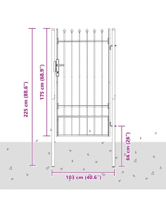 Cancello per recinzione con blocco Grigio 103 x 225 cm