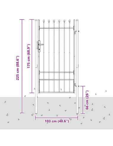Cancello per recinzione con blocco Grigio 103 x 225 cm