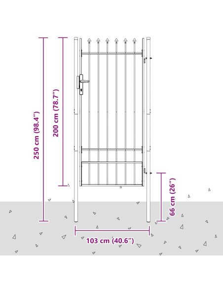 Cancello per recinzione Grigio 100 x 200 cm