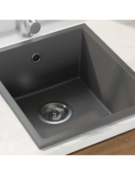 Lavandino da Cucina con Foro di Scarico in Granito Grigio
