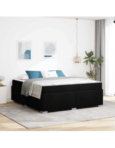 Struttura del letto con materasso Nero 180 x 200 cm Tessuto 2