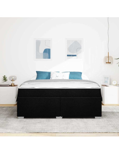Struttura del letto con materasso Nero 180 x 200 cm Tessuto