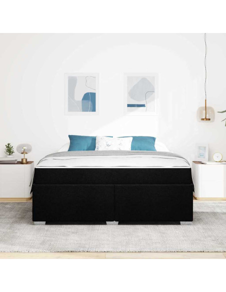 Struttura del letto con materasso Nero 180 x 200 cm Tessuto