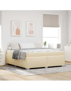 Struttura del letto con materasso Crema 180 x 200 cm Tessuto 2