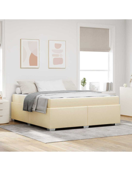 Struttura del letto con materasso Crema 180 x 200 cm Tessuto