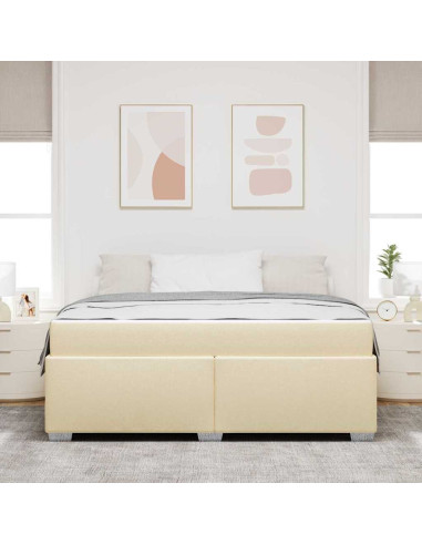 Struttura del letto con materasso Crema 180 x 200 cm Tessuto