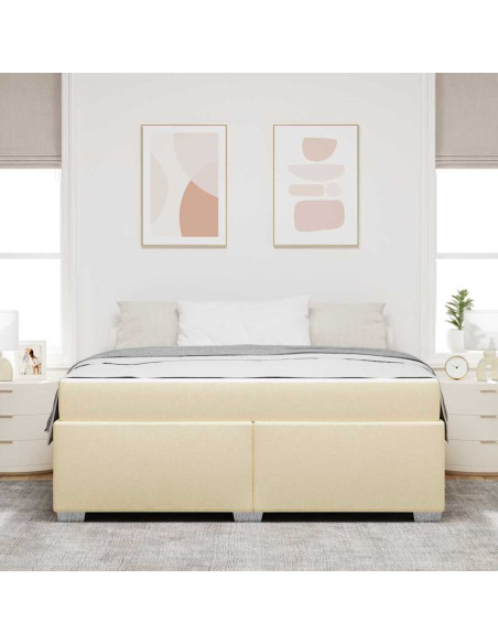 Struttura del letto con materasso Crema 180 x 200 cm Tessuto