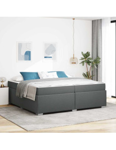 Struttura del letto Grigio scuro 200 x 200 cm Tessuto 2