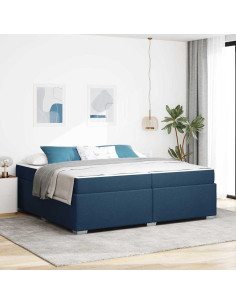 Struttura del letto con materasso Blu 200 x 200 cm Tessuto 2