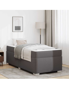 Struttura del letto con materasso Grigio 100 x 200 cm Tessuto 2