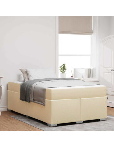 Struttura del letto con materasso Crema 120 x 190 cm Tessuto 2