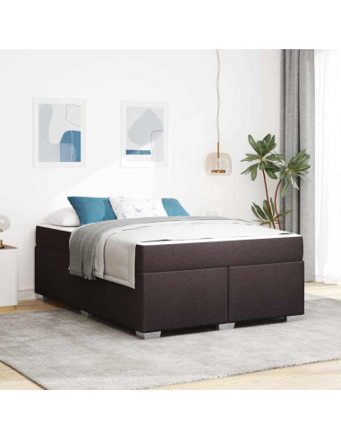 Struttura del letto Marrone Scuro 140 x 200 cm Tessuto